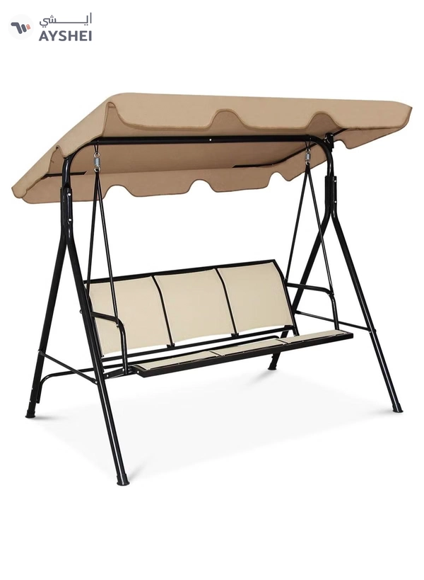 DubaiGallery Swing Chair Garden Swing Seat with Adjustable Canopy, Hanging Hammock Chair for Indoor Outdoor Garden Beige