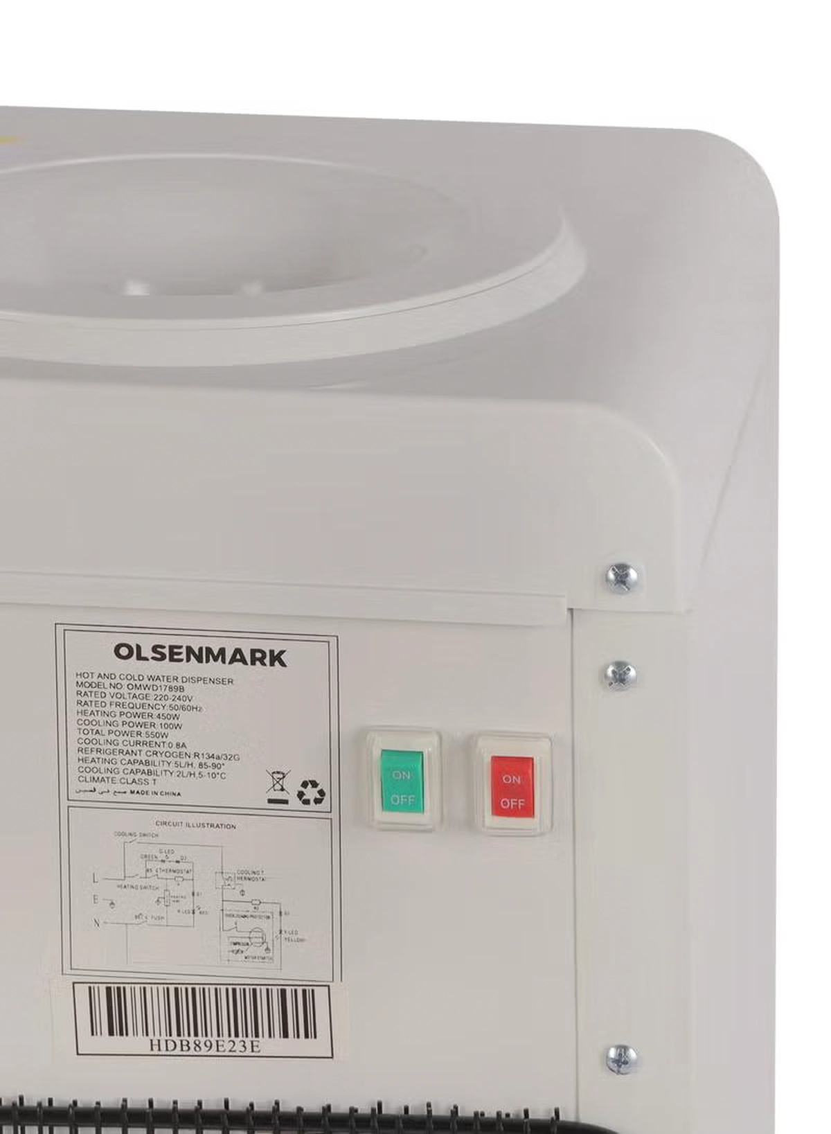 Olsenmark Water Dispenser, Hot and Cold Water, Storage Cabinet, Stainless Steel Material, Water Outlet Pipe OMWD1789 White-7-7