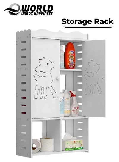 Eworld Premium 3-tier Plastic Wall-Mounted Bathroom Cabinet with Doors-0