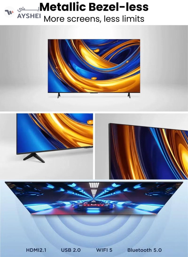 TCL 55-Inch P655 UHD LED 4K Smart TV + 2.0 Channel Premium Soundbar | [Google TV, AiPQ Processor, 60Hz, HDR10, Metallic Bezel-less body] + [HDMI (ARC), USB, Bluetooth, FM Station, Aux] - (2024 Model) 55P655+SOUNDBAR Black