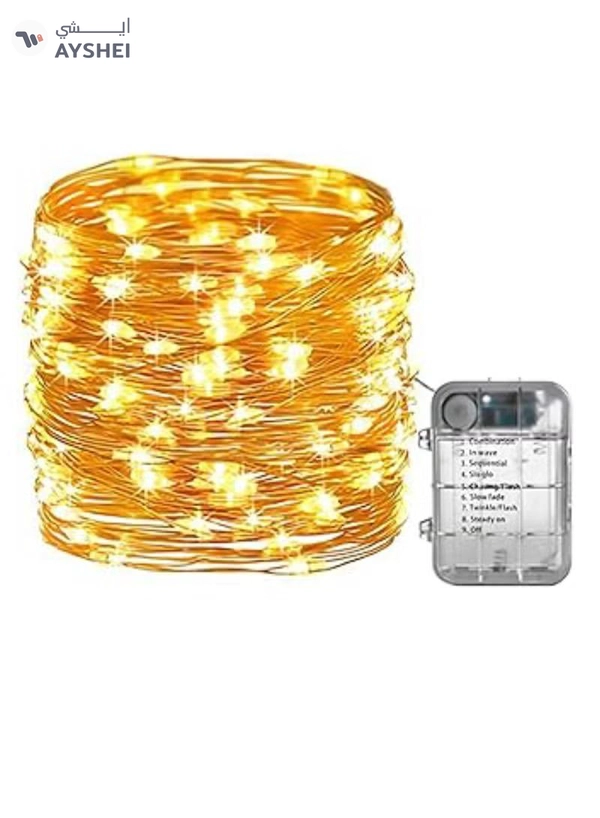 Yuwell Fairy Light Battery Operated Waterproof Starry Firefly Copper Wire String Light 20M 200 Led 8 Modes For Christmas Wedding Party Home And Garden Decorations Warm White