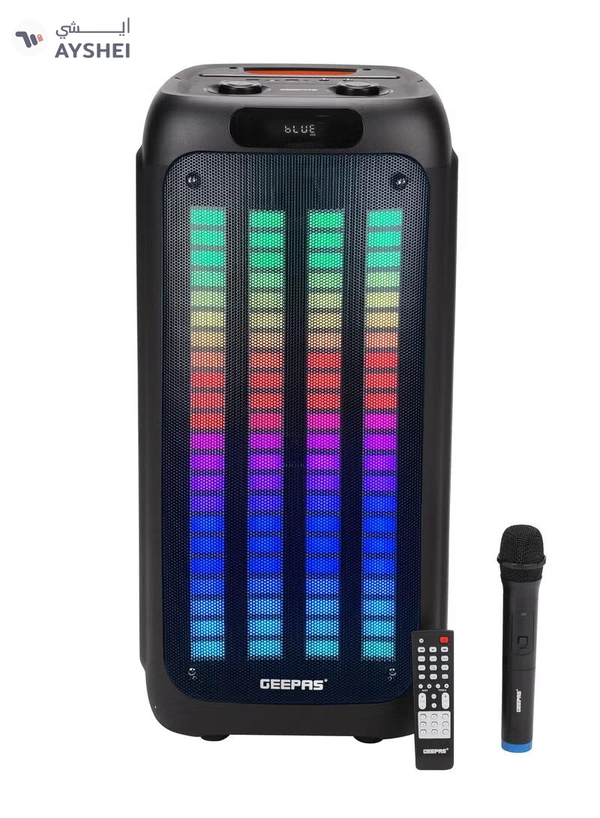 GEEPAS Rechargeable Professional Bluetooth Speaker with Wireless Microphone and Remote Control