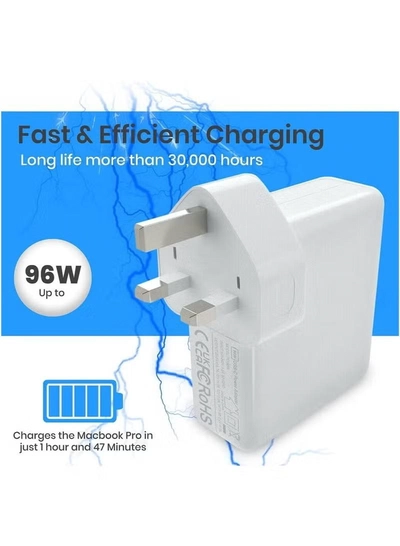 Eworld 96W USB-C Fast Charger for MacBook Pro/Air, Power Adapter with Type-C Cable-2