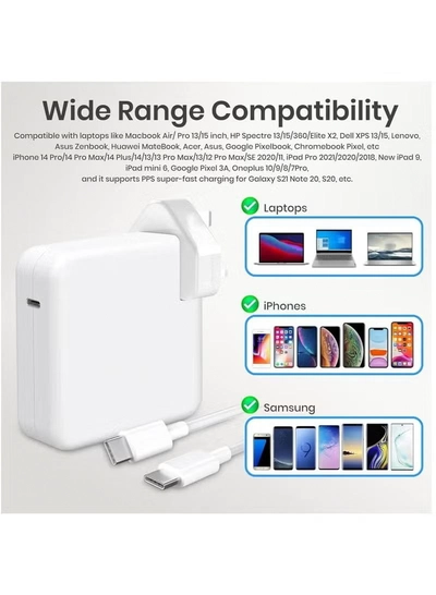 Eworld 96W USB-C Fast Charger for MacBook Pro/Air, Power Adapter with Type-C Cable-3