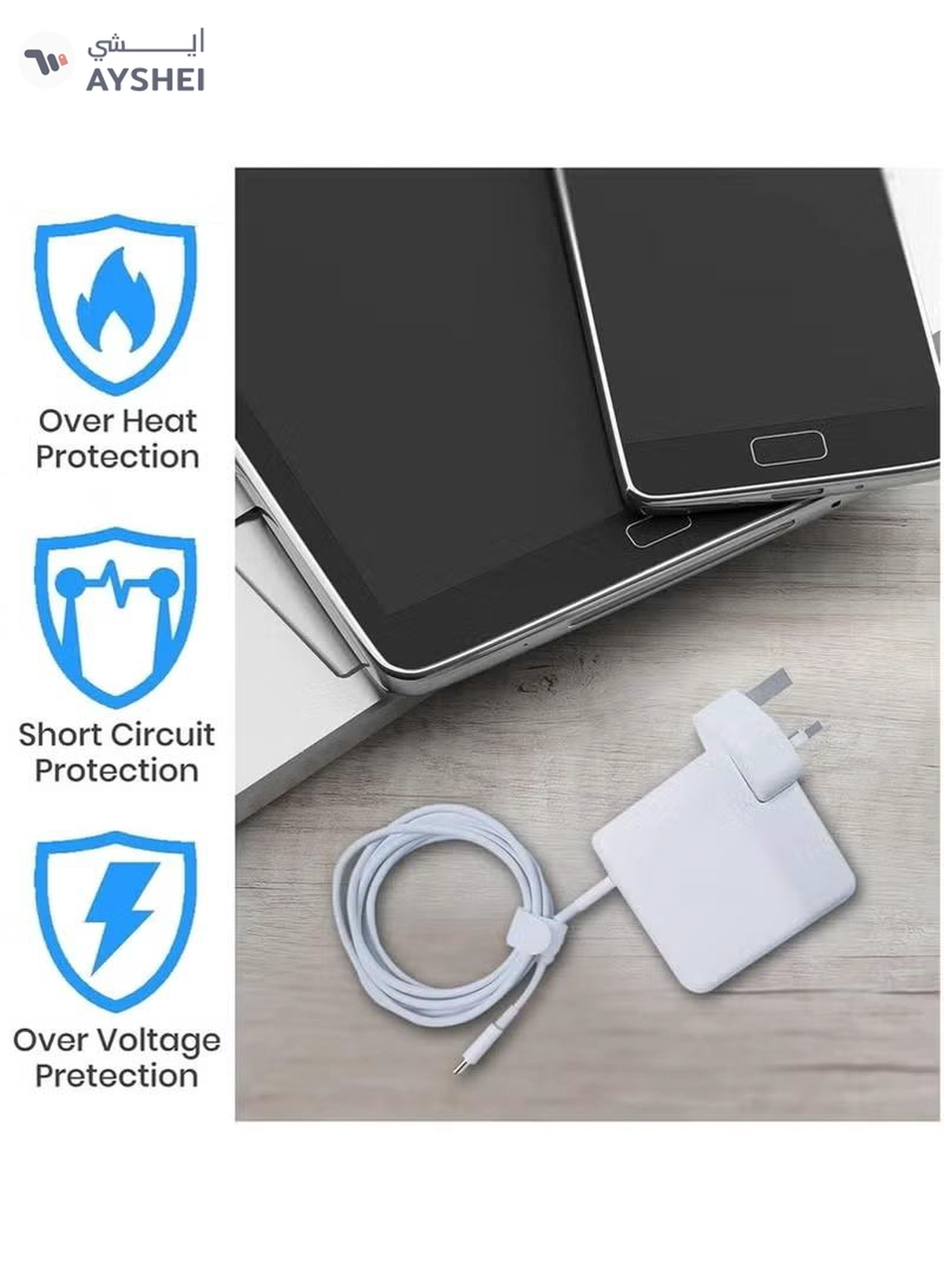 Eworld 96W USB-C Fast Charger for MacBook Pro/Air, Power Adapter with Type-C Cable-5-5