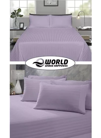 3 Piece Luxury Purple Striped Bed Sheet Set with 1 Flat Sheet and 2 Pillowcases for Hotel and Home Crafted from Ultra Soft and Breathable Microfiber for Year-Round Comfort, (Single/Double)-5