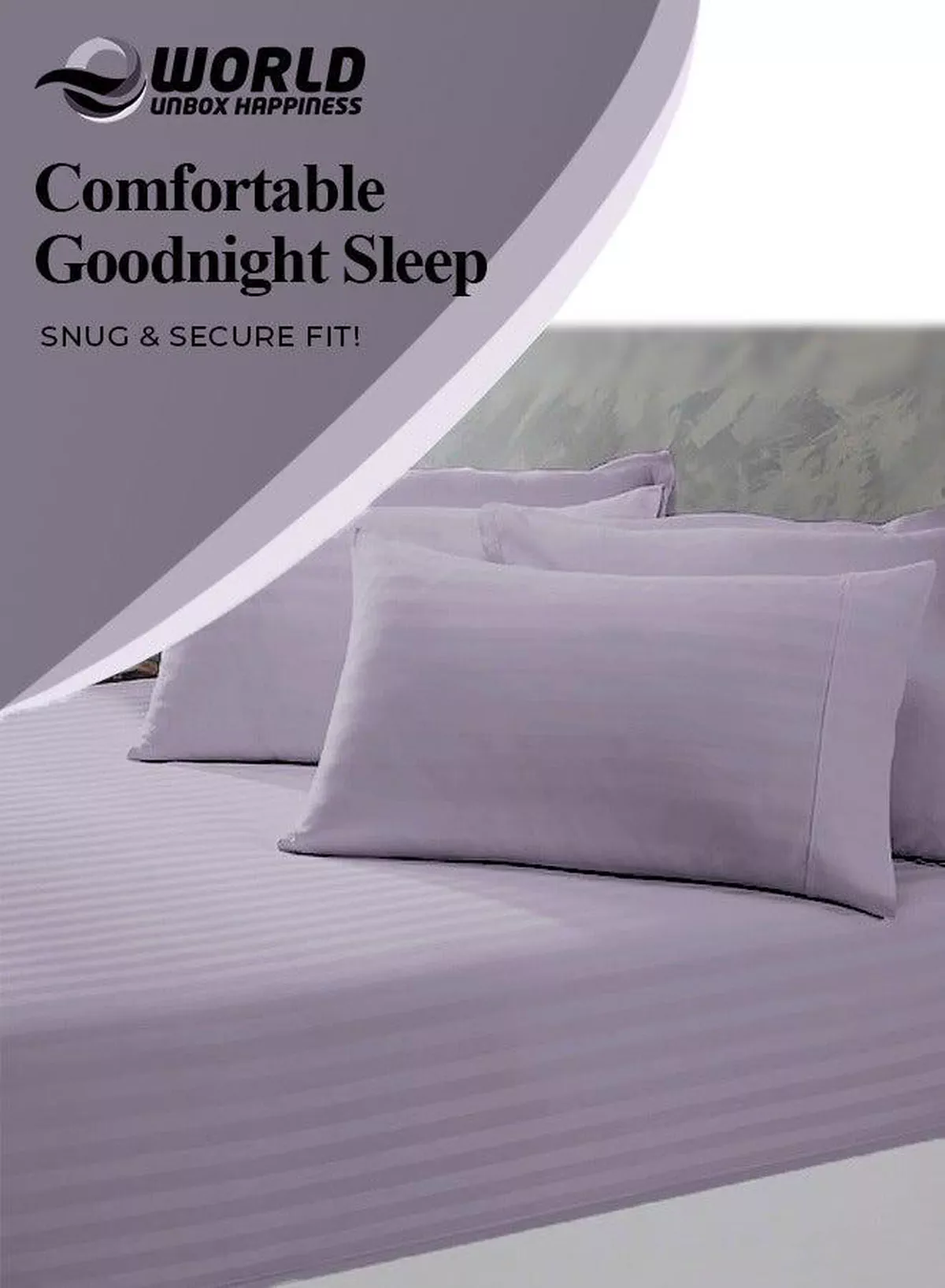 3 Piece Luxury Purple Striped Bed Sheet Set with 1 Flat Sheet and 2 Pillowcases for Hotel and Home Crafted from Ultra Soft and Breathable Microfiber for Year-Round Comfort, (Single/Double)-4-4