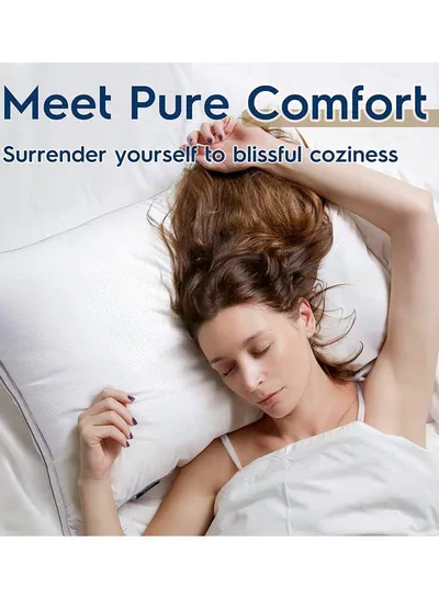 Set of 2 Premium Hotel-Quality Pillows, Crafted with Firm, Supportive Gusseted Design & Double Piping, Ideal for Side & Back Sleepers, Enjoy Cooling Down Alternative Fill for Luxurious Fluffy Softness-1