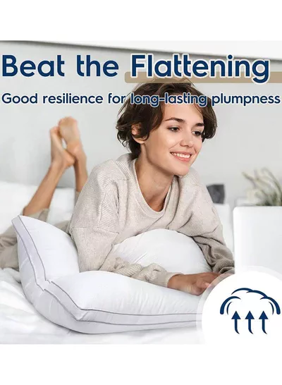 Set of 2 Premium Hotel-Quality Pillows, Crafted with Firm, Supportive Gusseted Design & Double Piping, Ideal for Side & Back Sleepers, Enjoy Cooling Down Alternative Fill for Luxurious Fluffy Softness-3