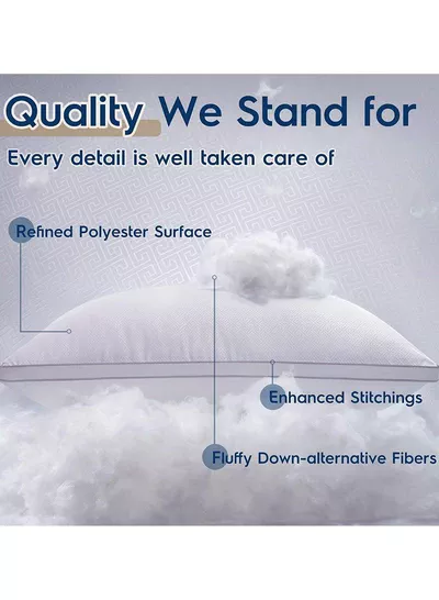 Set of 2 Premium Hotel-Quality Pillows, Crafted with Firm, Supportive Gusseted Design & Double Piping, Ideal for Side & Back Sleepers, Enjoy Cooling Down Alternative Fill for Luxurious Fluffy Softness-4
