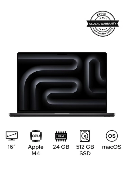 Apple MacBook Pro MX2X3 Liquid XDR Retina 16-Inch Display, M4 Pro Chip 14-Core CPU 20-Core GPU Processor/24GB RAM/512GB SSD/macOS(International Version) English Space Black-0