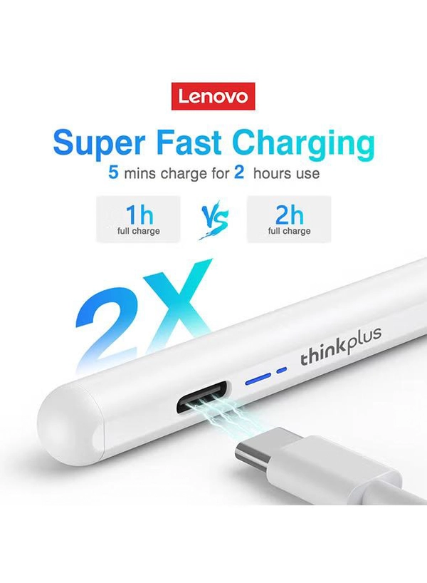 Lenovo Thinkplus BP16 Smart Stylus Pencil, Pixel-Level Accuracy, High Sensitivity, And Low Latency, Low Power Consumption Chip, Snaps On, White | BP16