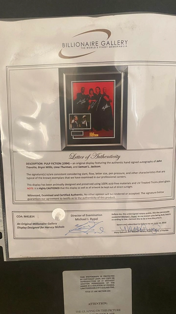 Authentic Pulp Fiction Cast Autographed Poster – Signed by Original Cast