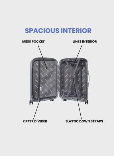 British Tourister 3 Piece Polyproplene Hard Side Spiner Luggage Trolley Set 20/24/28 Inch - Grey Blue-2
