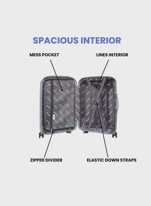 British Tourister 3 Piece Polyproplene Hard Side Spiner Luggage Trolley Set 20/24/28 Inch - Grey Blue