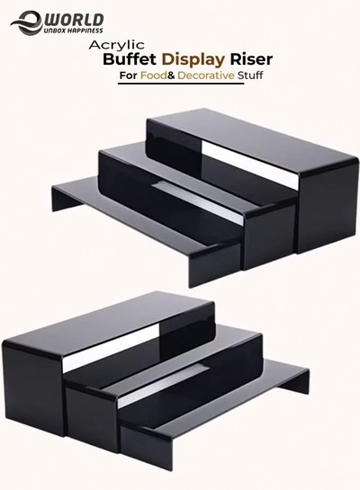 Eworld 6 Pack Black Acrylic Display Riser for jewelry and Decorative stuff-0
