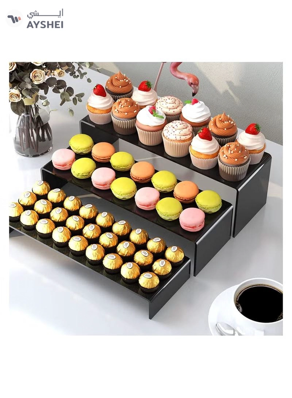 Eworld 6 Pack Black Acrylic Display Riser for jewelry and Decorative stuff
