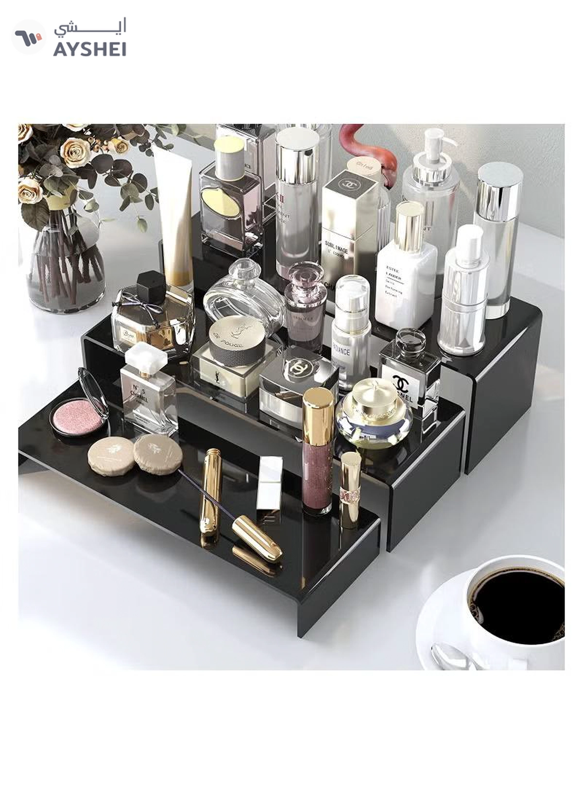 Eworld 6 Pack Black Acrylic Display Riser for jewelry and Decorative stuff-2-2