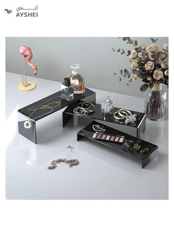 Eworld 6 Pack Black Acrylic Display Riser for jewelry and Decorative stuff