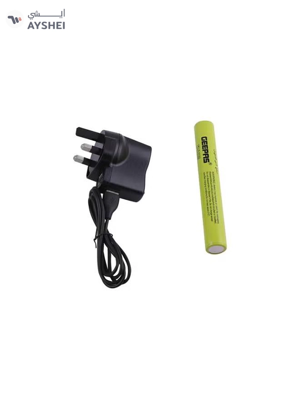 GEEPAS Rechargeable LED Flashlight - Hyper Bright Cool XPG Torch LED 550 Lumens, Portable Torch with ON-OFF Switch | High Durable Battery, Tough High Grade Body Black 32cm