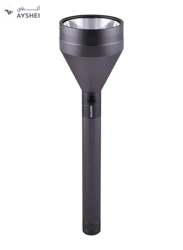 GEEPAS Rechargeable LED Flashlight - Hyper Bright Cool XPG Torch LED 550 Lumens, Portable Torch with ON-OFF Switch | High Durable Battery, Tough High Grade Body Black 32cm
