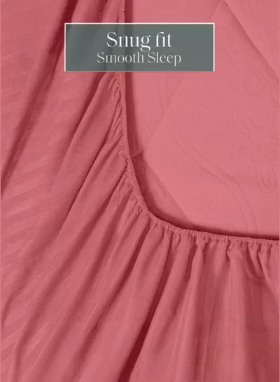 Eworld Premium Striped Duvet Set All Season – 6-Pieces Set Dusty Rose | King Size 220x240 cm | Ultra-Soft, Wrinkle-Resistant & Made in Dubai | Includes Duvet Cover, Fitted Sheet (200x200 cm) & 4 Pillowcases (50x70 cm)-4