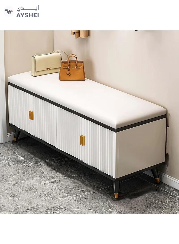 DubaiGallery Shelf Shoe Rack with Leather Seat Shoe Cabinet Wooden Bench Storage Organizer Flip Multifunctional for Foyer Bedroom Living Room