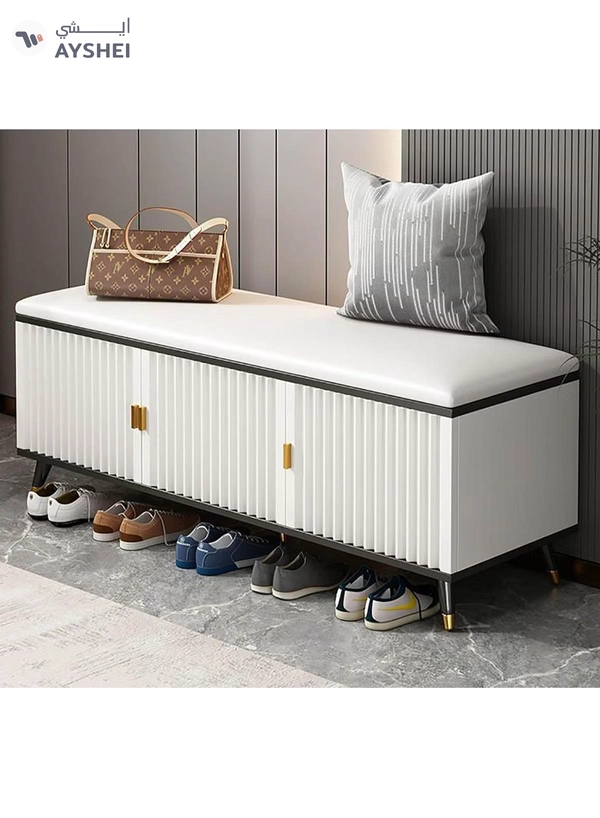 DubaiGallery Shelf Shoe Rack with Leather Seat Shoe Cabinet Wooden Bench Storage Organizer Flip Multifunctional for Foyer Bedroom Living Room