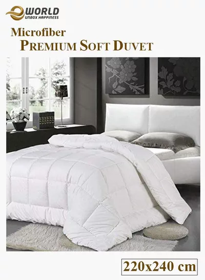 Premium Duvet All Season Comforter, Quilt Bedding, Microfibre Super Soft Insert White Single King Size bed 220x240 cm-0