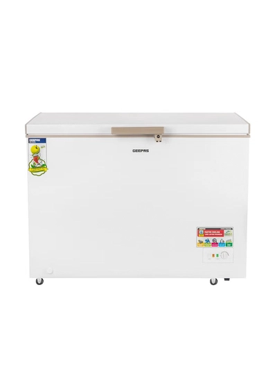 GEEPAS 410L Gross/380L Net Capacity Chest Freezer With Compressor Switch Off Function, LED Light, Lock & Key, High Efficiency Molothic Foaming, 2 Food Basket, Adjustable Thermostat, 100% HCF & FCKW Free 140 L 180 W GCF4106WAH White-0