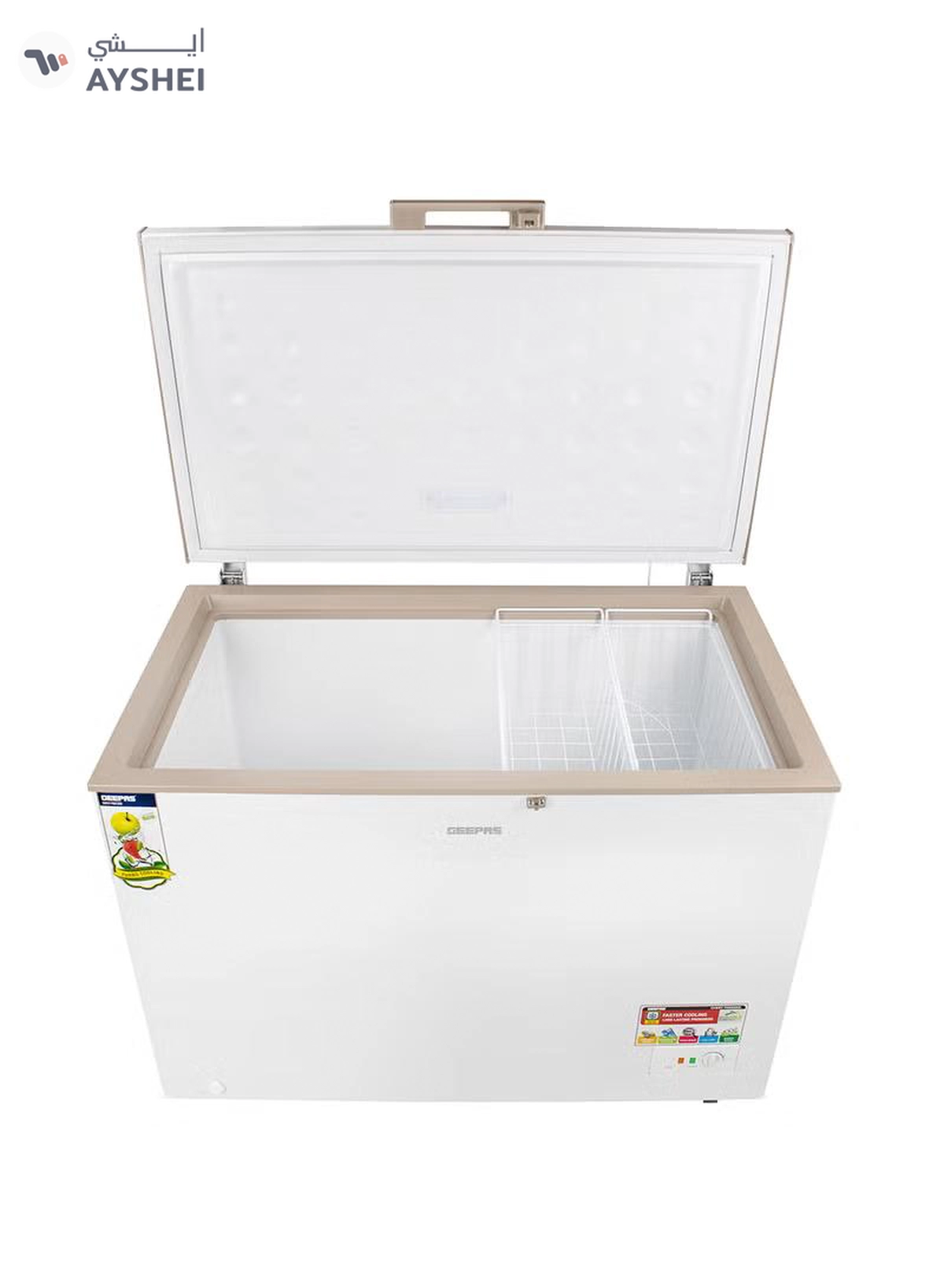 GEEPAS 410L Gross/380L Net Capacity Chest Freezer With Compressor Switch Off Function, LED Light, Lock & Key, High Efficiency Molothic Foaming, 2 Food Basket, Adjustable Thermostat, 100% HCF & FCKW Free 140 L 180 W GCF4106WAH White-1-1