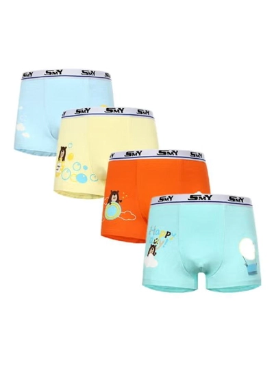 Babyqlo 4 Pack Happy Bear Printed Boxer Multicolour-1