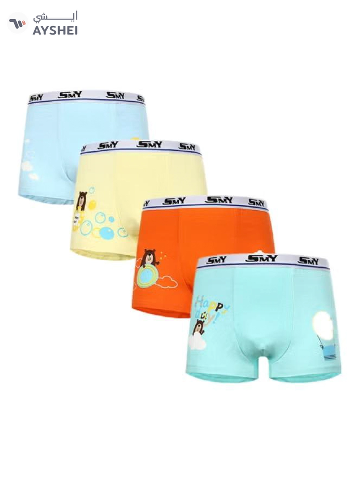 Babyqlo 4 Pack Happy Bear Printed Boxer Multicolour-1-1