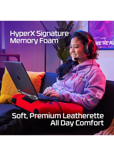 HyperX Cloud III Wired Gaming Headset, For PC / PS5 / PS4 / Xbox Series, Angled 53mm Drivers, Noise Cancelling, With LED Mic Mute Indicator, 10Hz-21kHz Frequency Response, Black/Red | 727A9AA-5