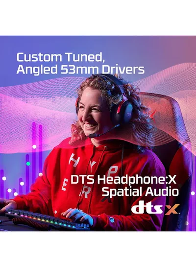 HyperX Cloud III Wired Gaming Headset, For PC / PS5 / PS4 / Xbox Series, Angled 53mm Drivers, Noise Cancelling, With LED Mic Mute Indicator, 10Hz-21kHz Frequency Response, Black/Red | 727A9AA-8
