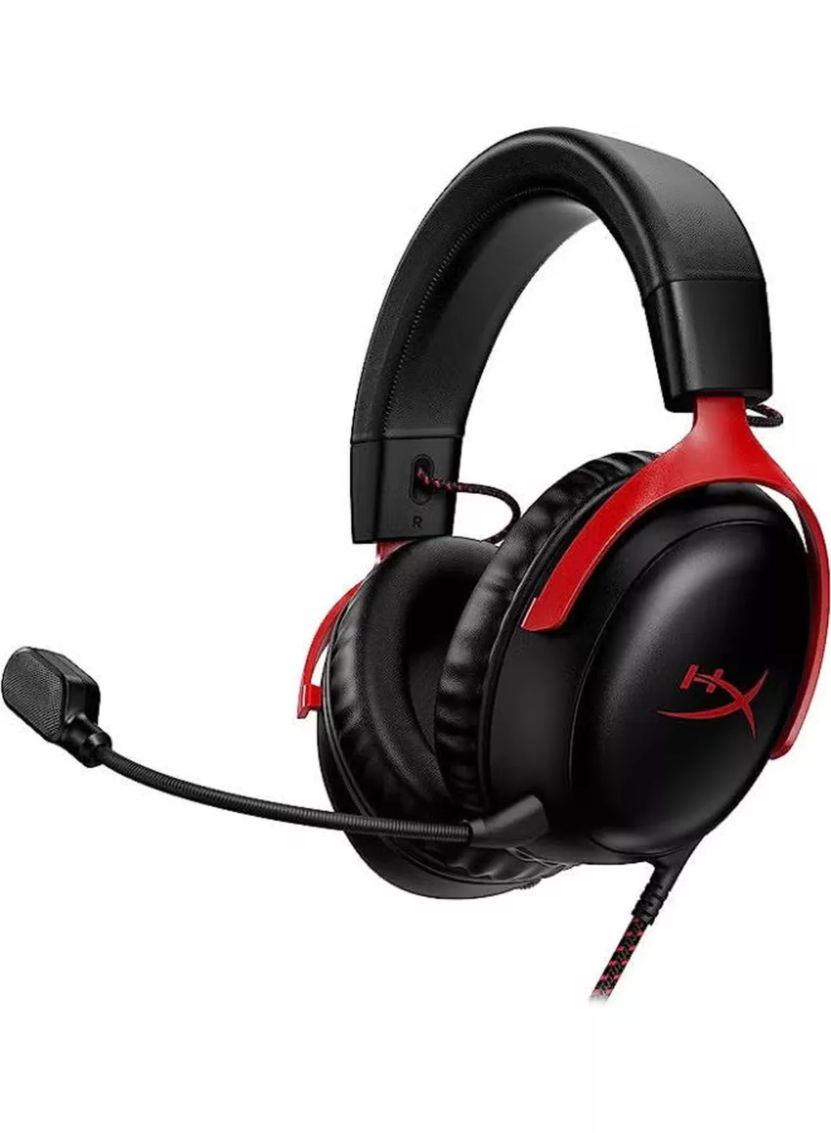HyperX Cloud III Wired Gaming Headset, For PC / PS5 / PS4 / Xbox Series, Angled 53mm Drivers, Noise Cancelling, With LED Mic Mute Indicator, 10Hz-21kHz Frequency Response, Black/Red | 727A9AA