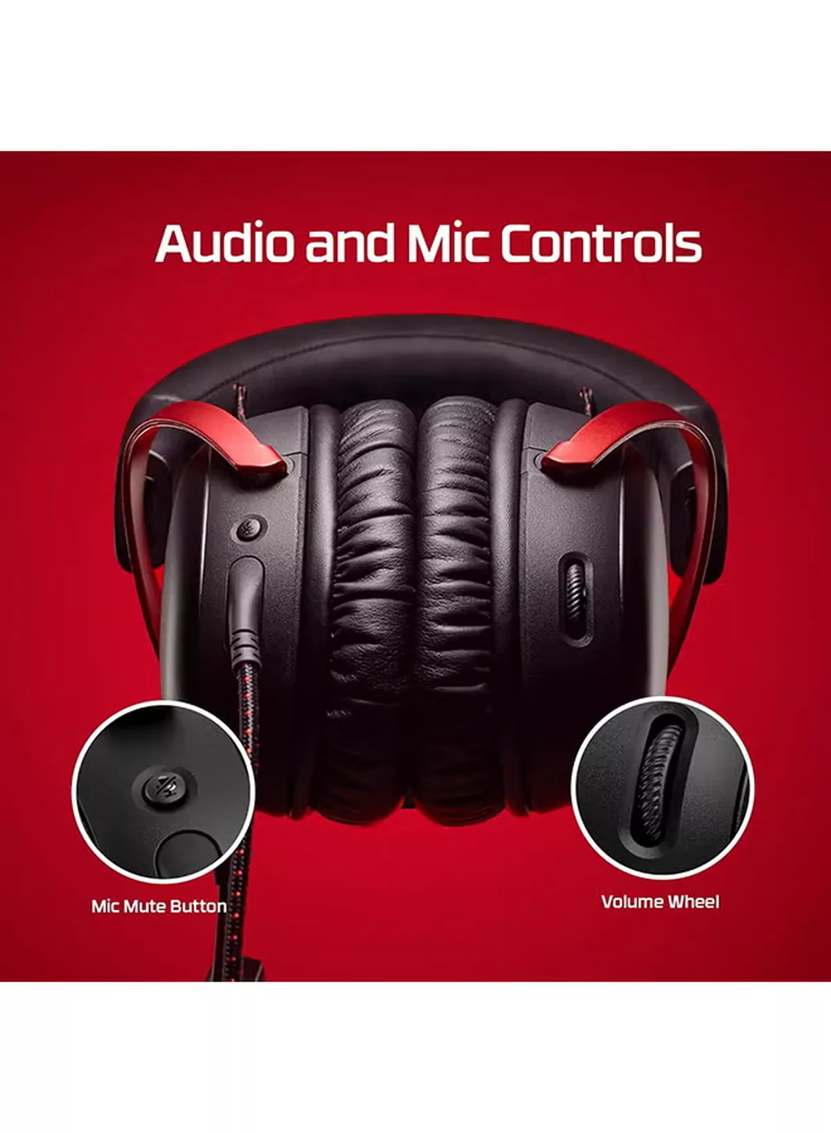 HyperX Cloud III Wired Gaming Headset, For PC / PS5 / PS4 / Xbox Series, Angled 53mm Drivers, Noise Cancelling, With LED Mic Mute Indicator, 10Hz-21kHz Frequency Response, Black/Red | 727A9AA-7-7