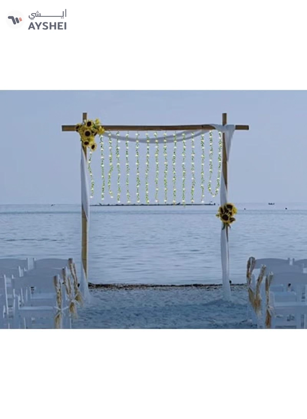 Yuwell Artificial Vines Curtain Lights, Fake Greenery Garland Willow Leaves with Lights For Wedding Party Backdrop Baby Shower Home Decoration 7 Modes
