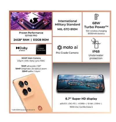 Motorola Edge 50 5G Dual SIM Peach Fuzz 12GB RAM 512GB - Middle East Version-1