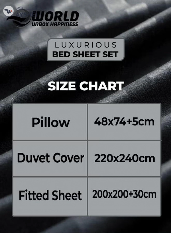 Eworld 4-Piece Luxury King Size Black Striped Bedding Set