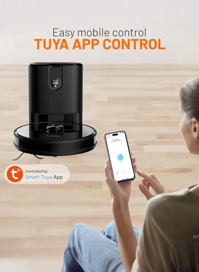 GEEPAS 2 In 1 Wet & Dry Robot Vacuum Cleaner | LDS Navigation, TUYA App Control | 4 Cleaning Modes 2600 mAh Battery & Auto Recharge | 4 Anti Drop Sensors, Remote Control, Brushless Motor | GRVC19058 19 W GRVC19058 black-2