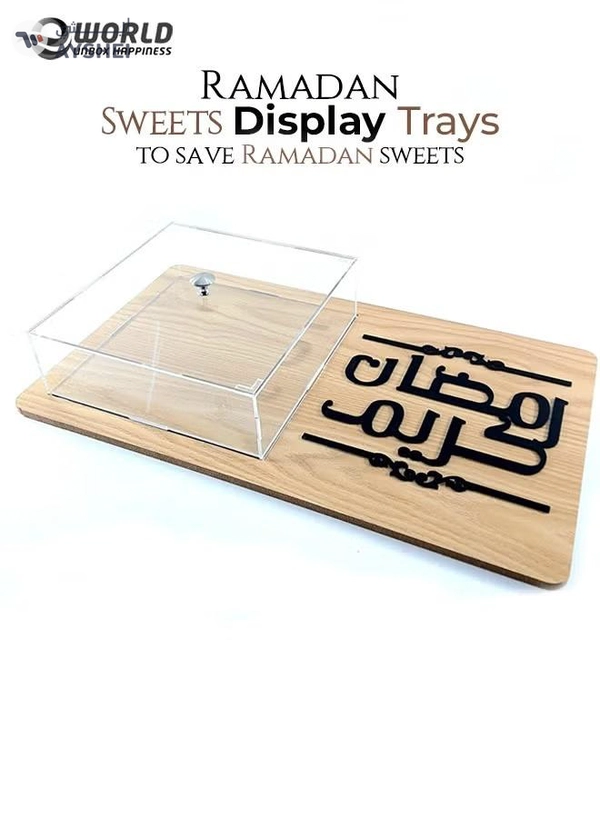 Eworld Ramadan Decorative Tray Ramazan Mubarak Dessert Serving Tableware Plates 
