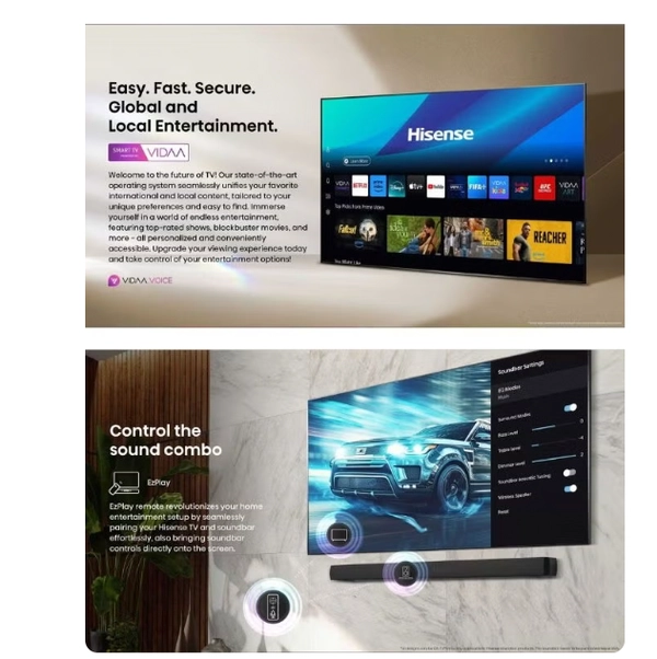 Hisense 85-Inch 4K UHD Smart TV – Immersive Entertainment with Dolby Vision, Dolby Audio & Game Mode Plus | VIDAA OS, Wi-Fi, Bluetooth, Netflix & YouTube (85A61Q - 2025 Model) 85A61Q Black