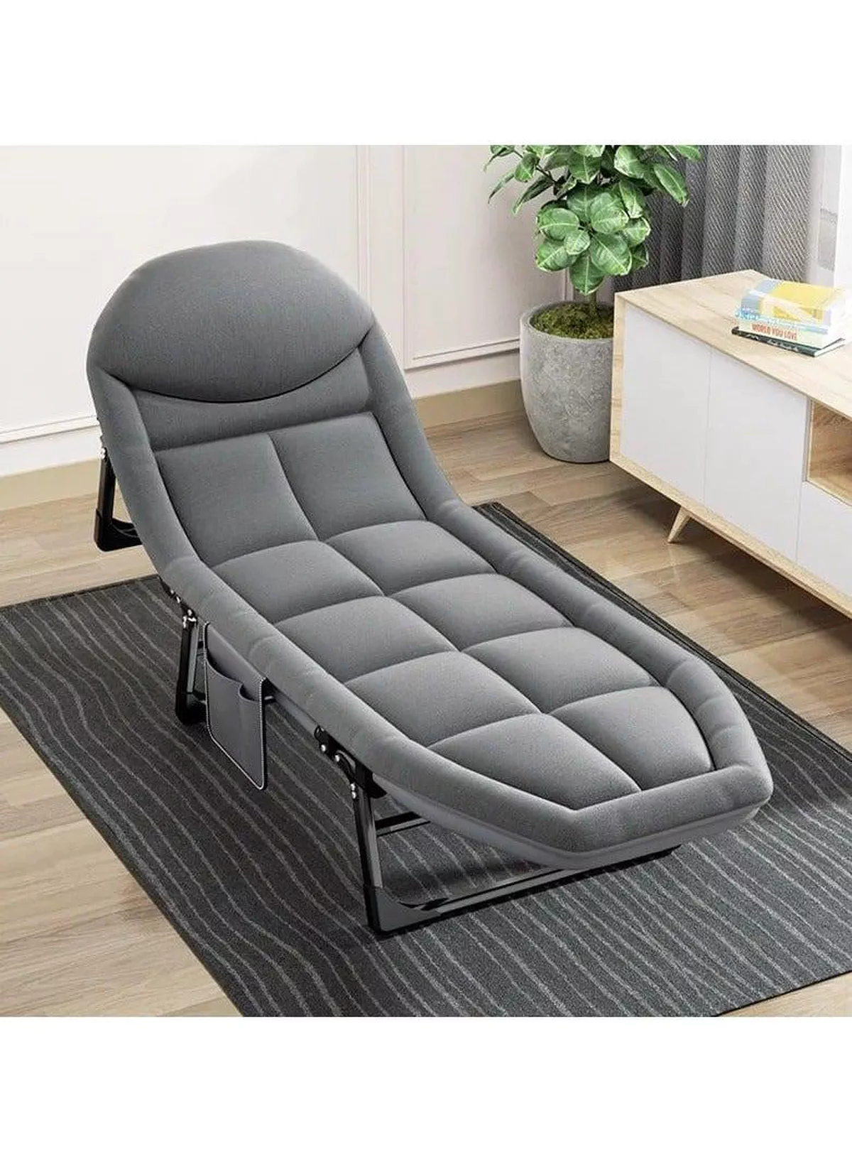Portable Adjustable Sponge Single Folding Bed Chair with Pillow Storage Bag for Office Lunch Break Simple Escor Lounger Recliner