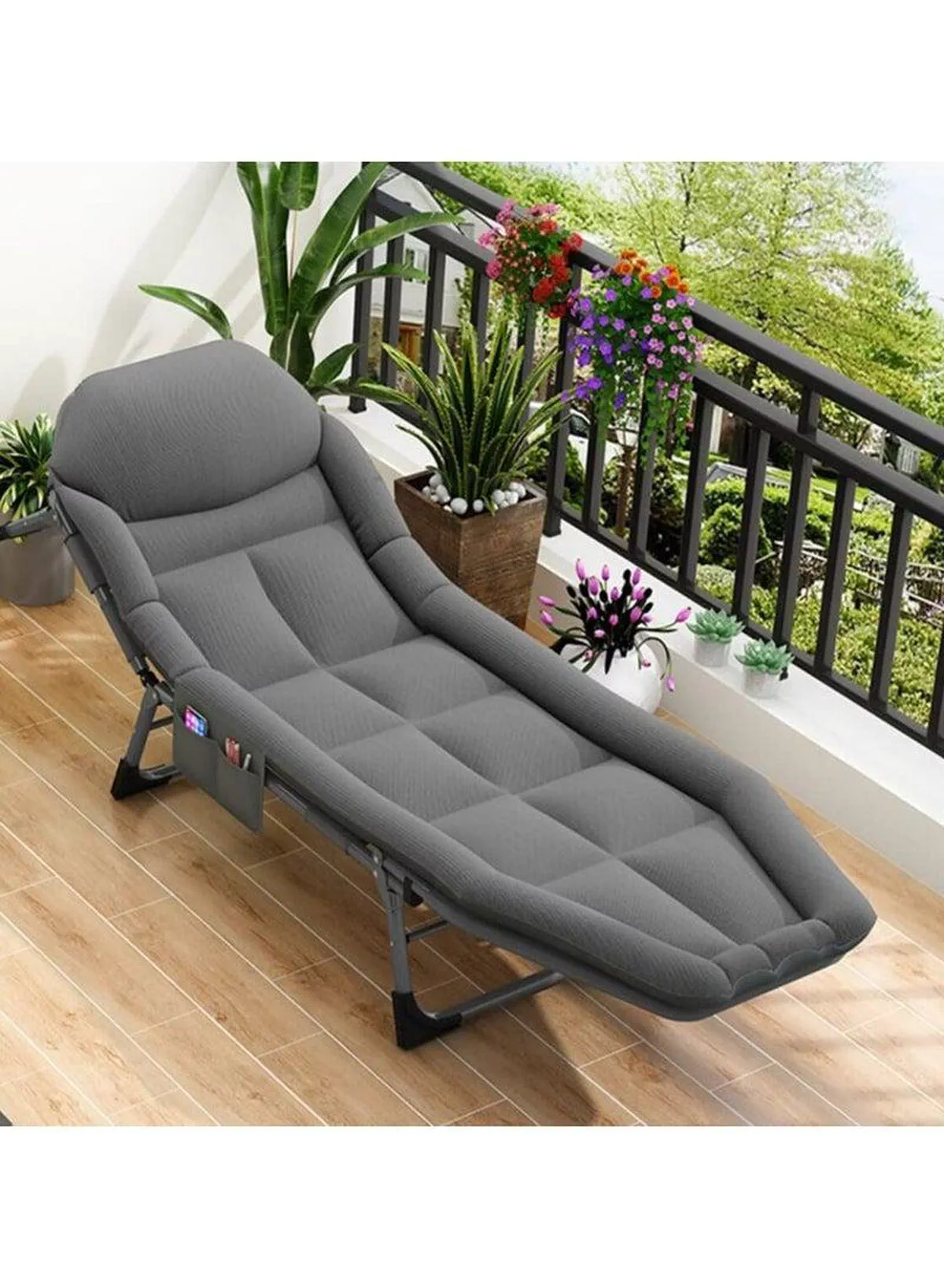 Portable Adjustable Sponge Single Folding Bed Chair with Pillow Storage Bag for Office Lunch Break Simple Escor Lounger Recliner-1-1