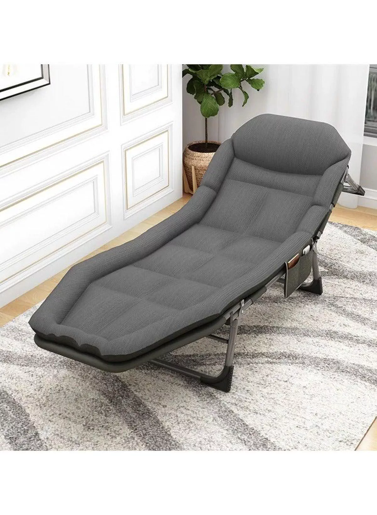 Portable Adjustable Sponge Single Folding Bed Chair with Pillow Storage Bag for Office Lunch Break Simple Escor Lounger Recliner-3-3