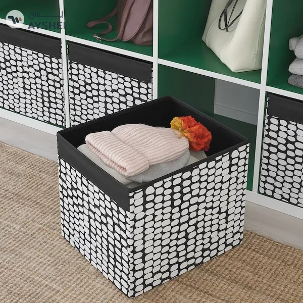DRÖNA Storage Box - Black/White, 33x38x33 cm