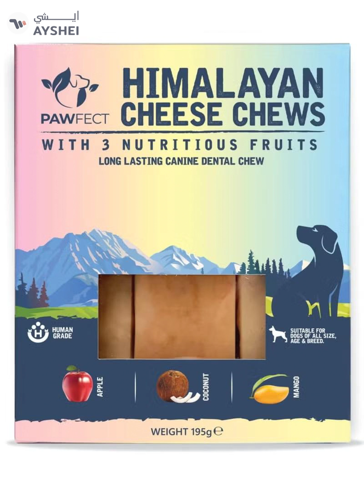 Himalayan Dog Chew Himalayan Cheese Chew Bar with 3 Nutritious Fruits 195g (3x 65g)