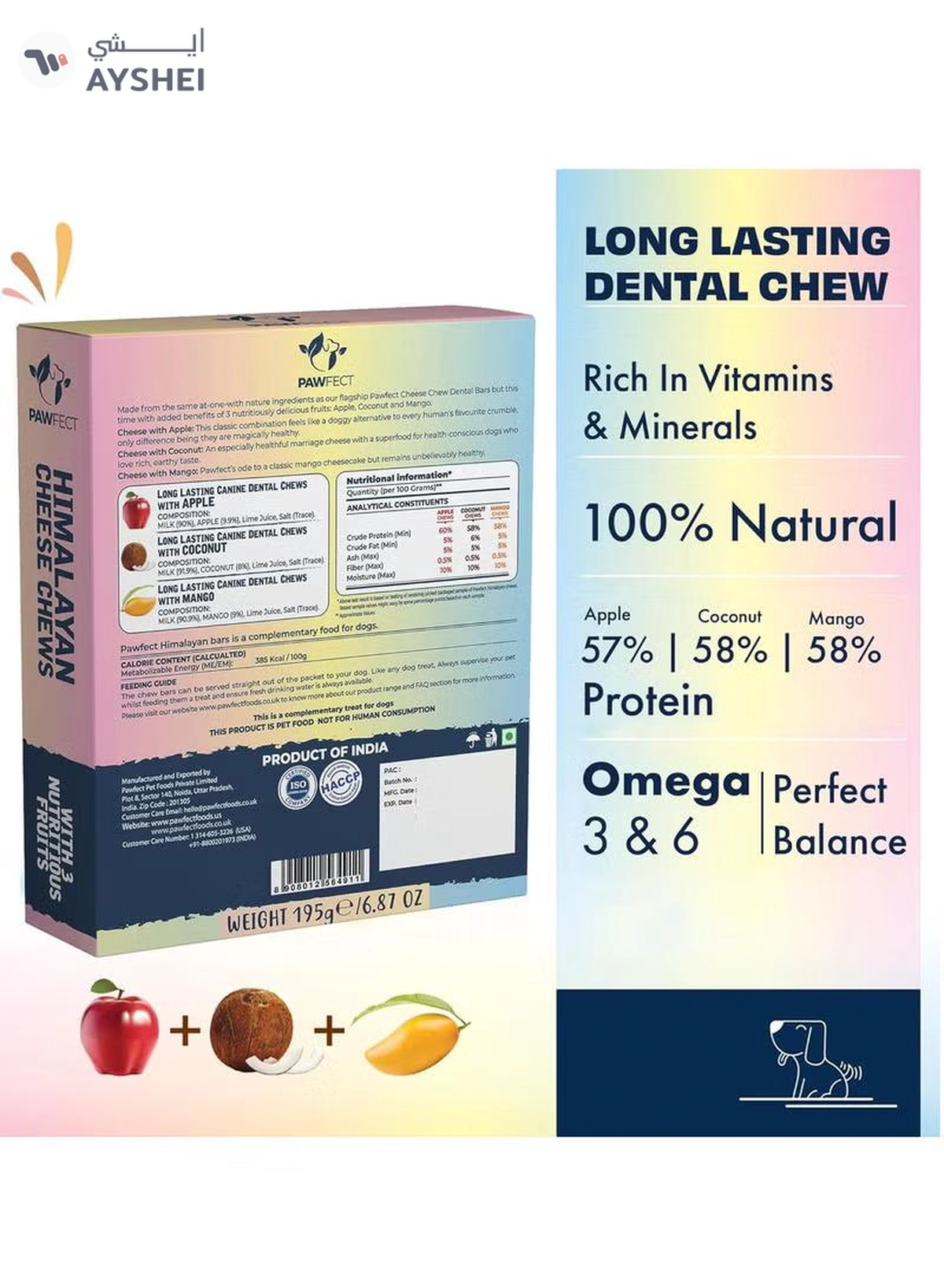 Himalayan Dog Chew Himalayan Cheese Chew Bar with 3 Nutritious Fruits 195g (3x 65g)-1-1