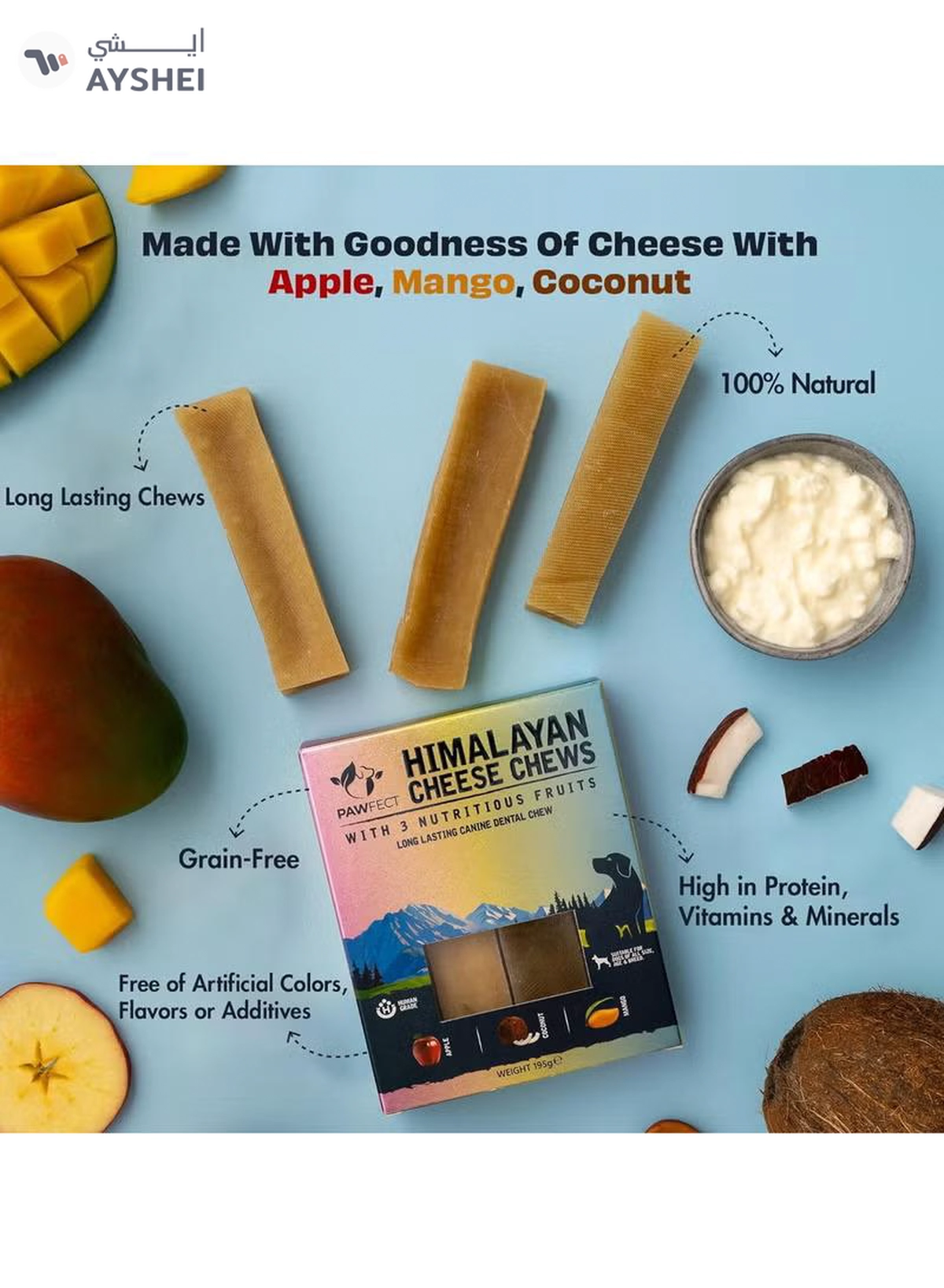 Himalayan Dog Chew Himalayan Cheese Chew Bar with 3 Nutritious Fruits 195g (3x 65g)-7-7